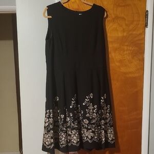 Calvin Klein Black Dress with Gold Floral Accents